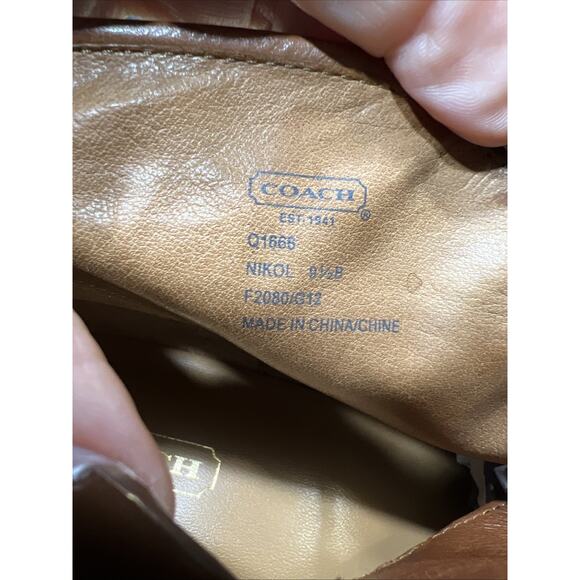Coach Nikol Leather Lace Up High Heels Bootie Brown Womens Size 9.5B Q1666 - Picture 11 of 12